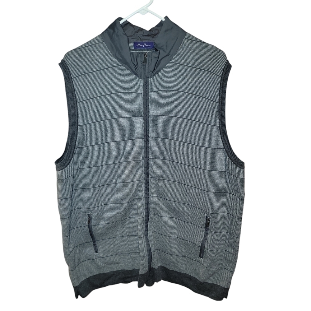 Alan Flusser size XXL zip up vest cotton, zipper pockets, soft & cozy